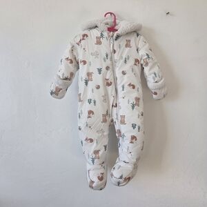 First Watch Baby Bunting Snowsuit Playsuit Warm Cozy Unisex Woodland 9-12 Months